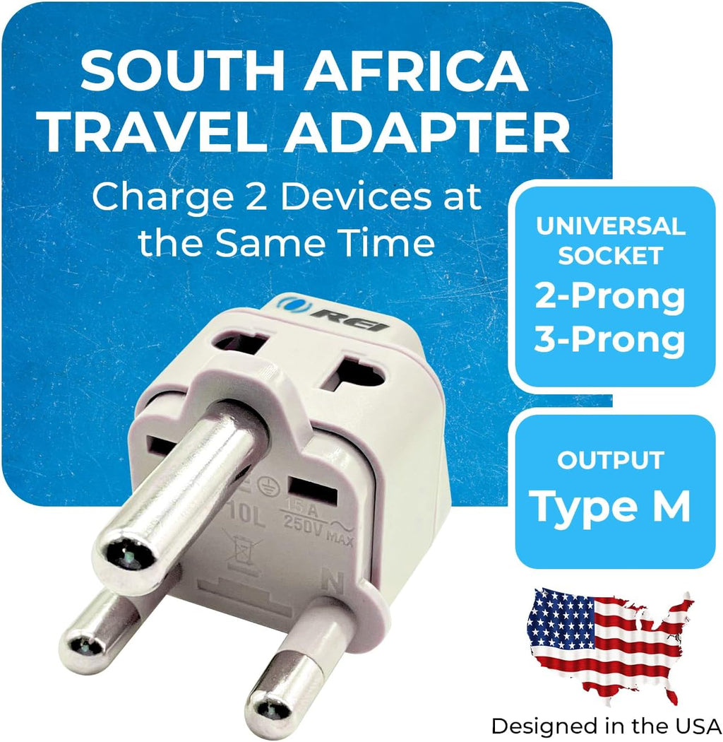 OREI Type M Travel Adapter Plug – USA to South Africa, Botswana, Namibia & More – CE Certified, RoHS Compliant – 300 Pack