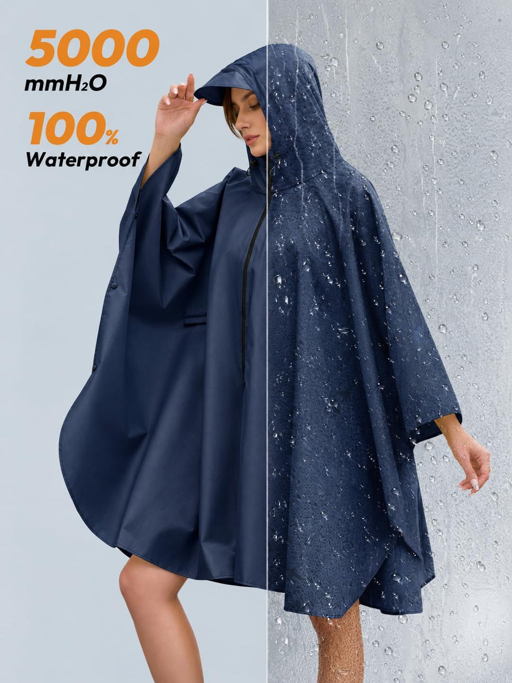 CRIPOM Rain Poncho Waterproof Raincoat Pocket Jacket for Women/Men/Adult