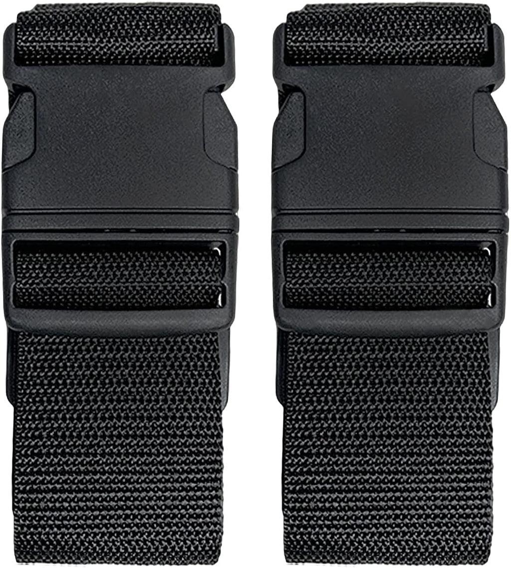 2 Pack Suitcase Belts, Adjustable Luggage Straps, Bright Colors Travel Packing Straps with Quick Release Buckle (Black)