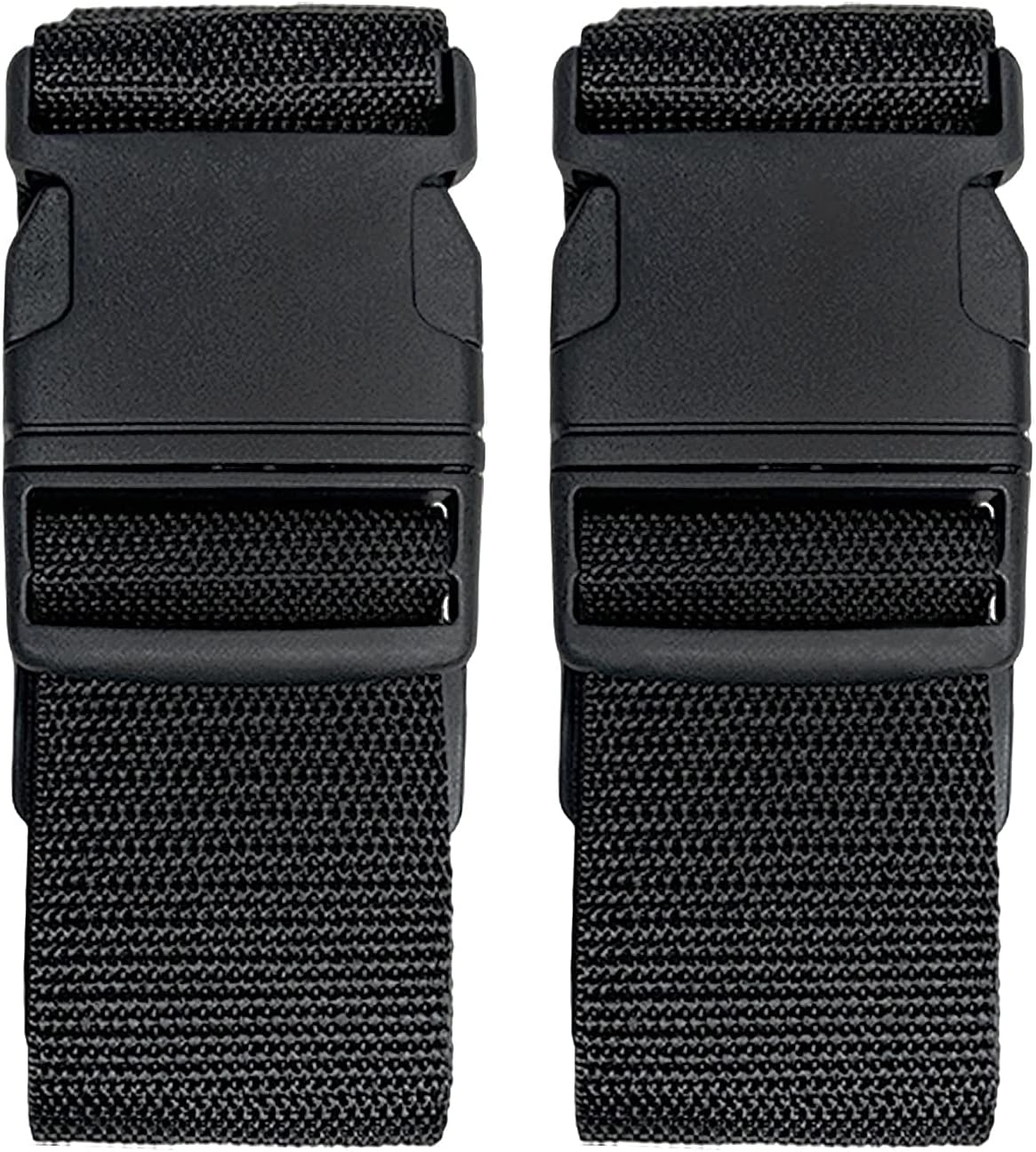 2 Pack Suitcase Belts, Adjustable Luggage Straps, Bright Colors Travel Packing Straps with Quick Release Buckle (Black)