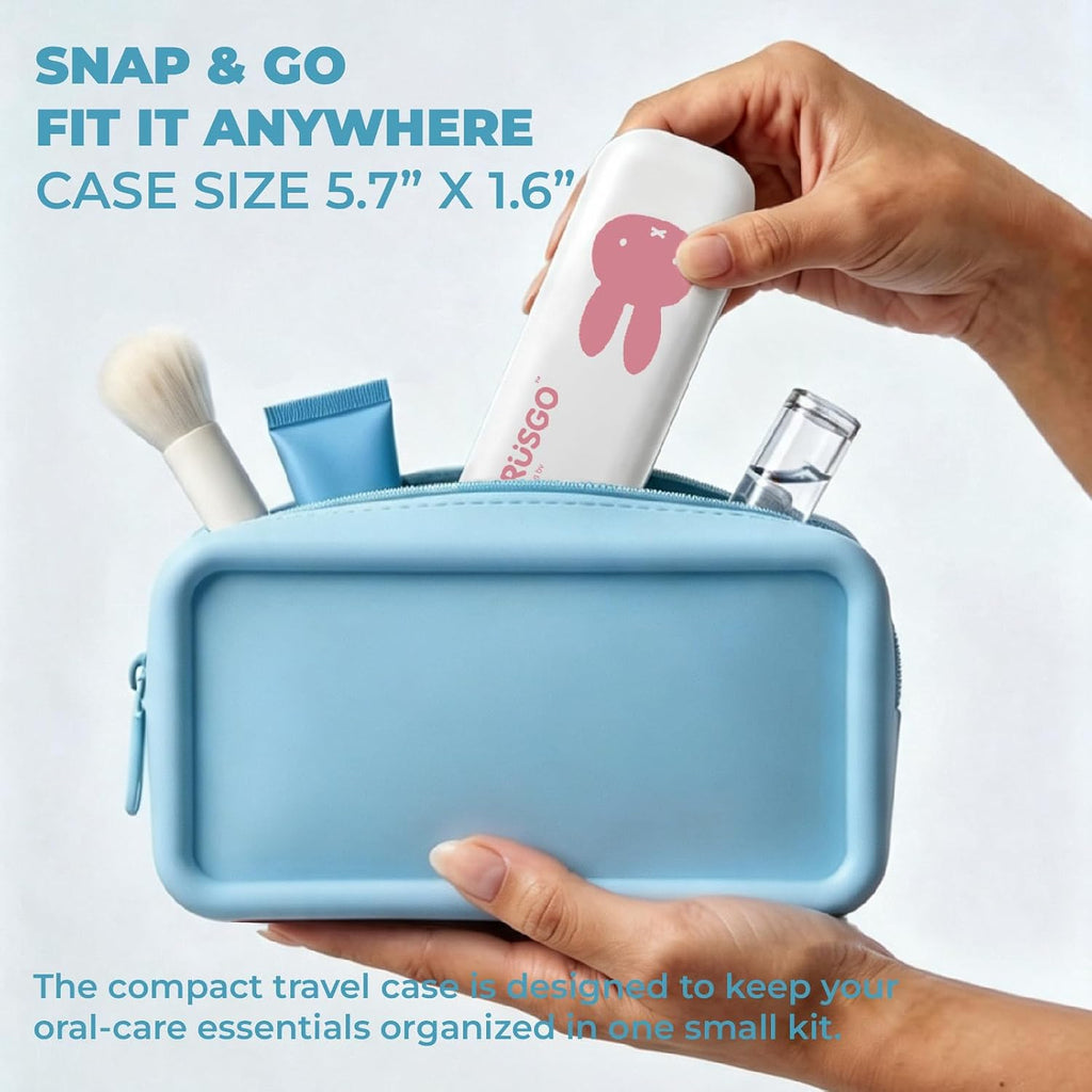Miffy BRUSGO i4-Snap (Brush GO) Slim Electric Toothbrush Rechargeable Sonic 3 Modes, Travel Case&Ceramic Dock, 90Days Battery Soft Bristles 3 Brush Heads IPX7 Waterproof, Color-Miffy Light Pink