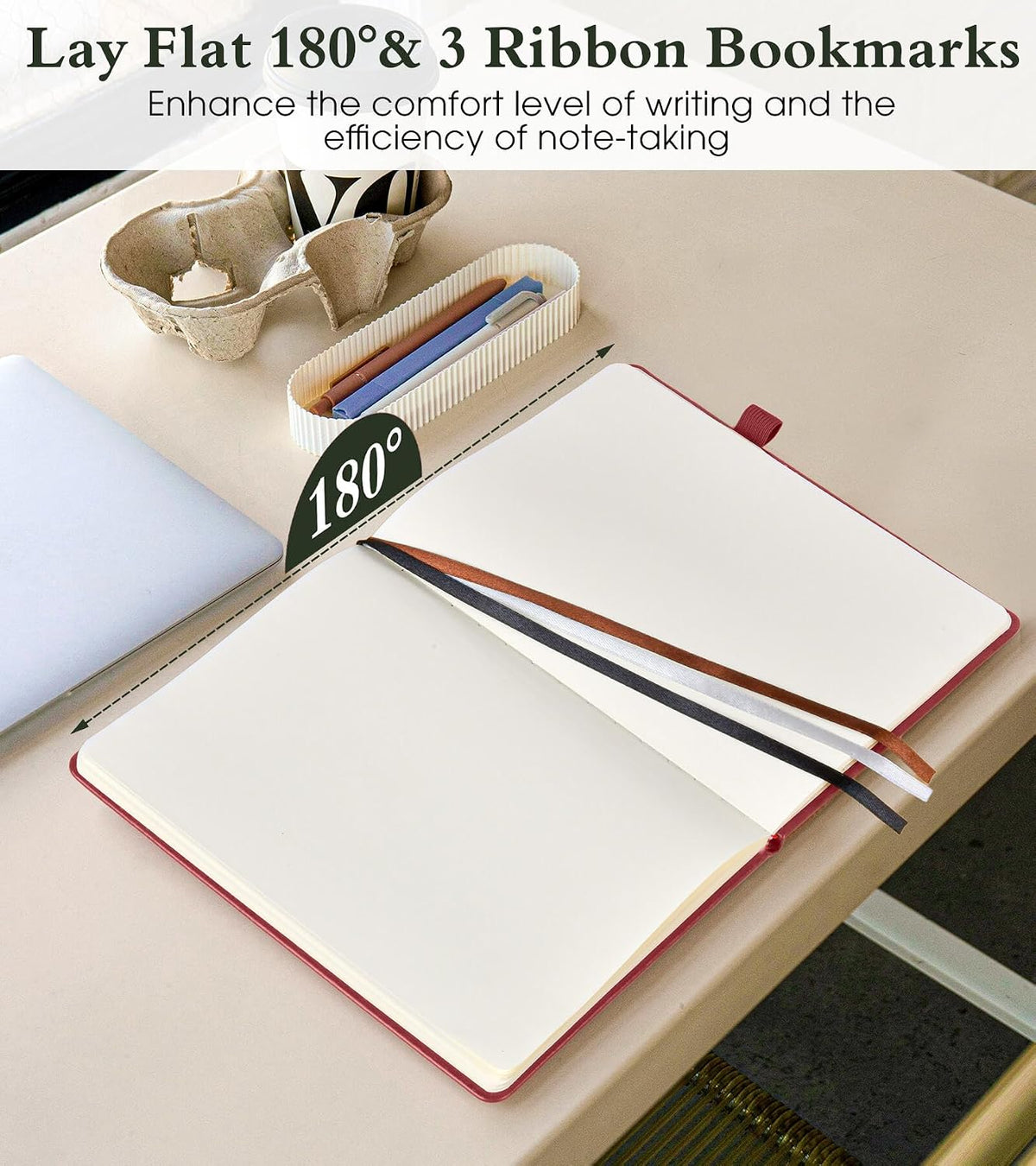 PAIBAS A5 Lined Journal, Leather Bound Notebook for Work & Travel 5.8"×8.5"