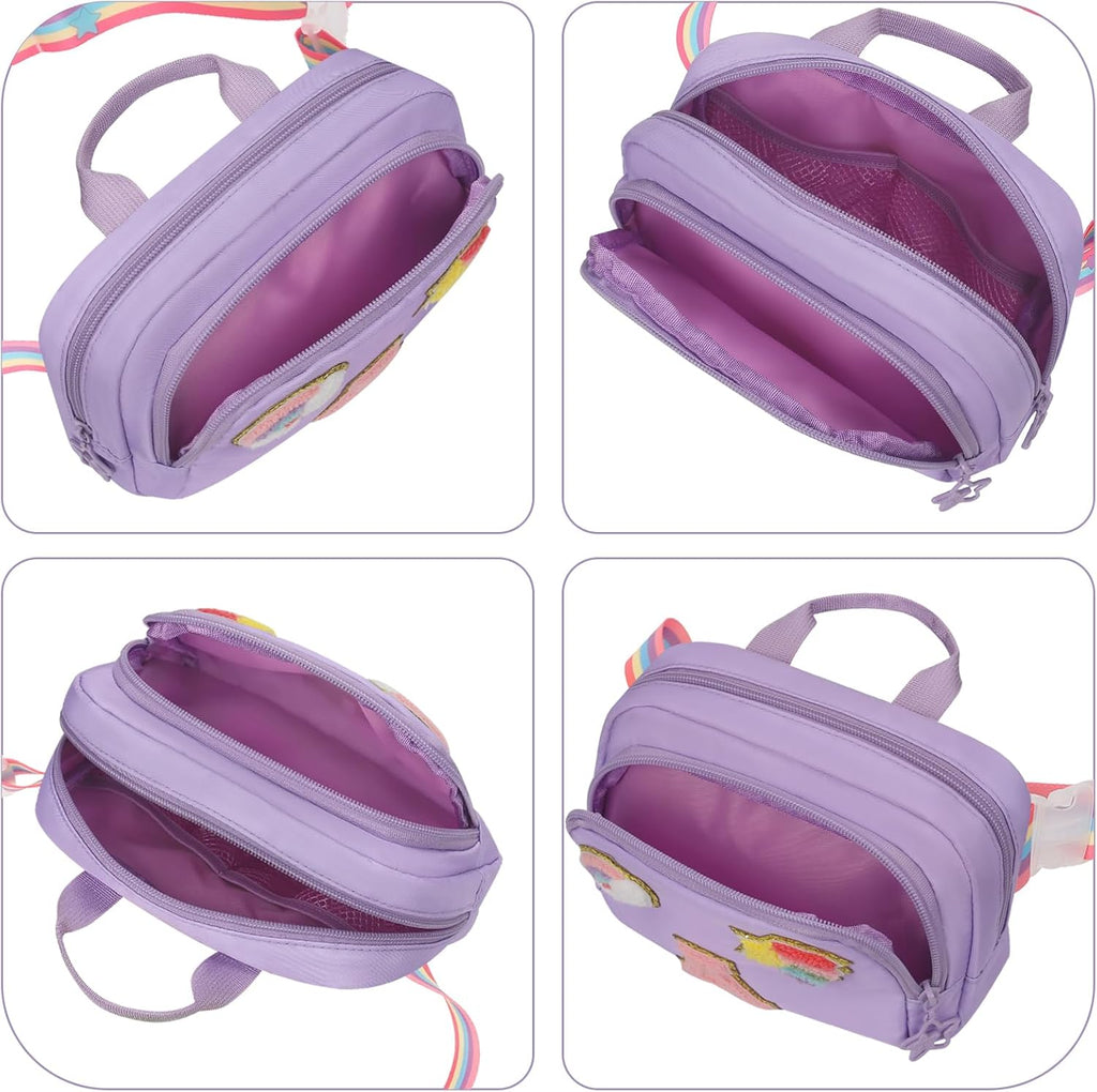 Fanny Pack for Girls, Cute Purse for Girls Teens Crossbody Bag for Kids Belt Bag With 2 Compartments Trendy Stuff Graduation Birthday Gifts for 4 5 6 7 8 9 10 11 12 13 Years Old Initial A-Purple