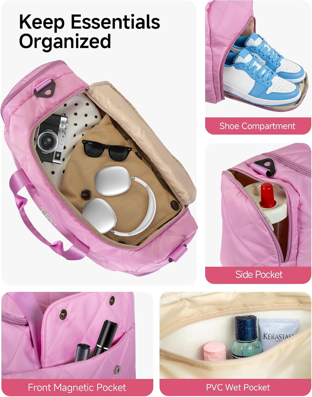 Elilier Teen Girl Gifts Trendy Stuff, Girls Duffle Bag, Letter D