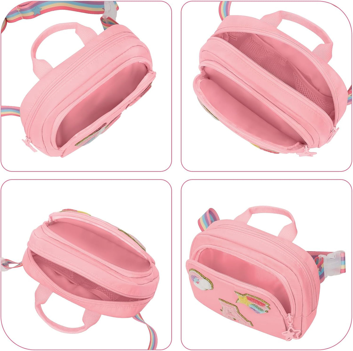 Fanny Pack for Girls, Cute Purse for Girls Teens Crossbody Bag for Kids Belt Bag With 2 Compartments Trendy Stuff Graduation Birthday Gifts for 4 5 6 7 8 9 10 11 12 13 Years Old Initial M-Pink
