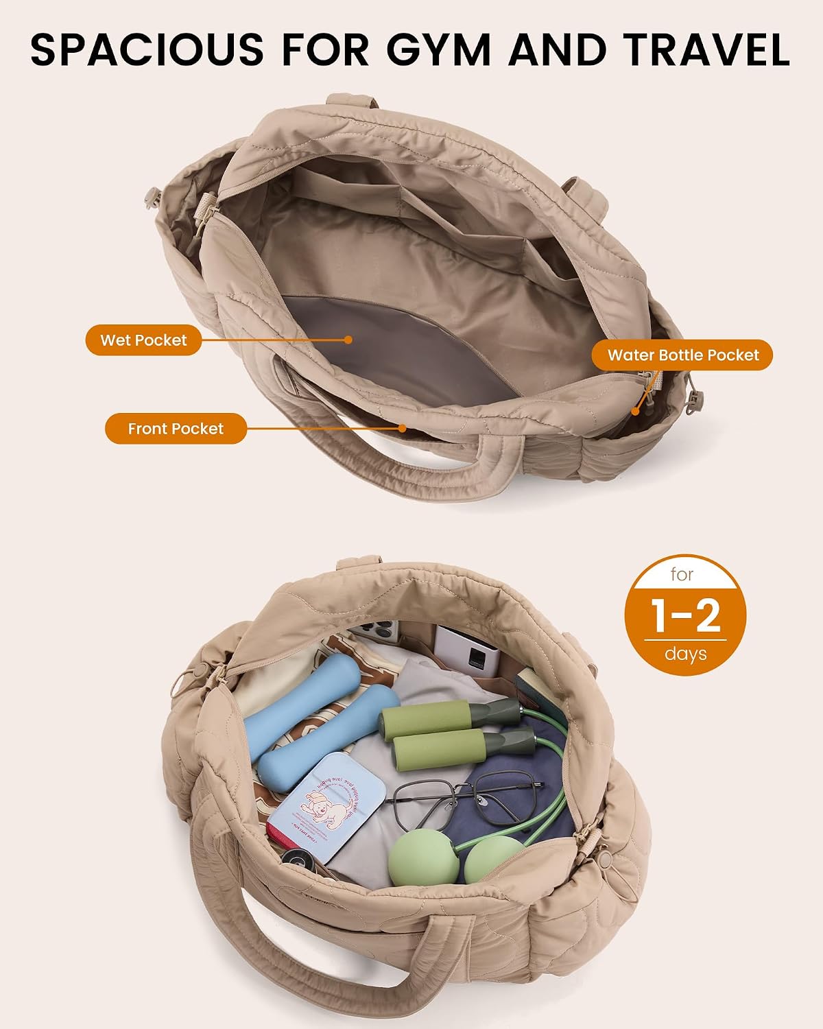 LOVEVOOK Duffle Bag for Travel, Puffer Weekender Gym Bags for Women