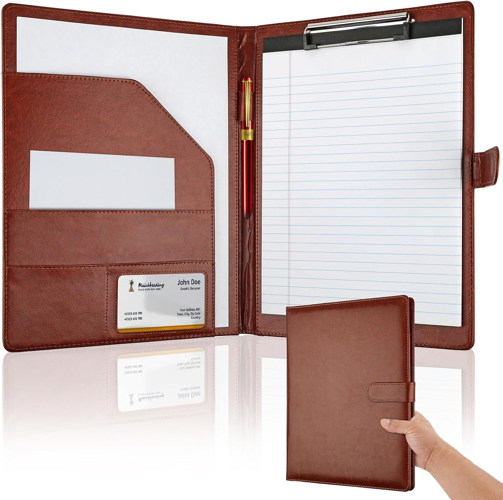 Professional Padfolio with Clipboard, Faux Leather Portfolio Folder Binder