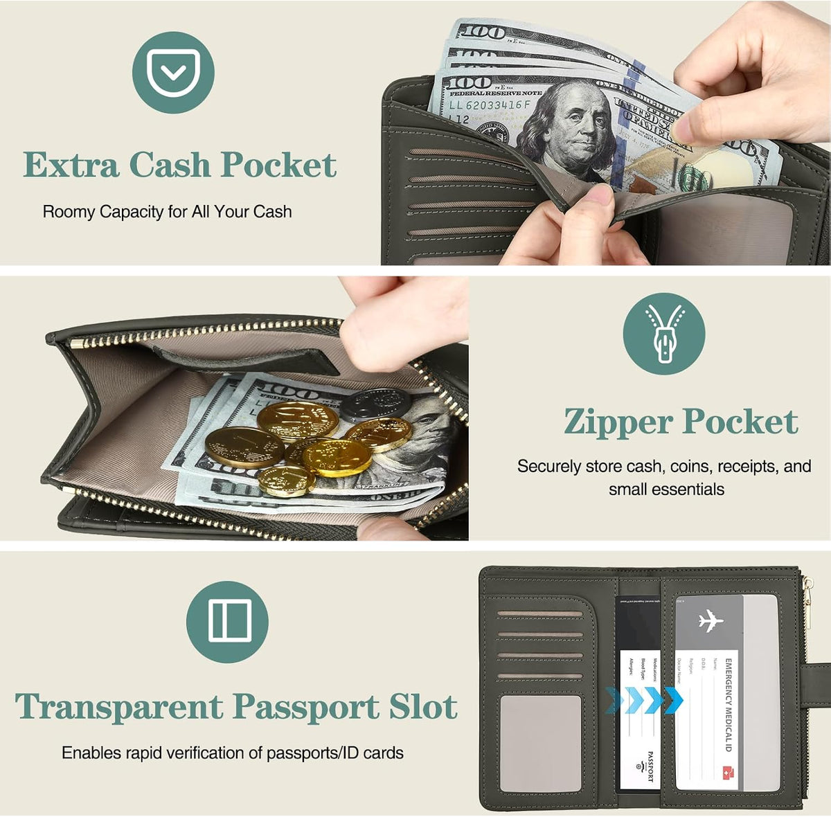 RFID Passport Holder for Travel, Leather Passport Cover Travel Wallet