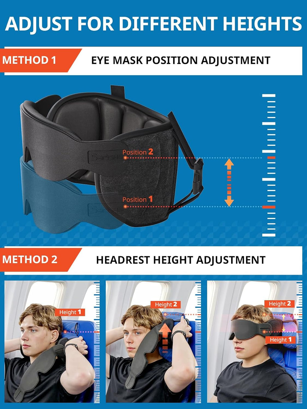 SARISUN Travel Pillows for Airplanes, Stable Head Support, Travel Essential