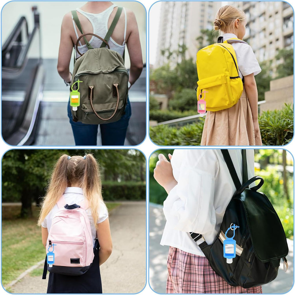 4 Pack Travel Bottles, Hand Sanitizer Holder Empty Travel Size 2oz/60ml Leakproof Refillable Containers Portable Keychain Bottles with Detachable Silicone Case