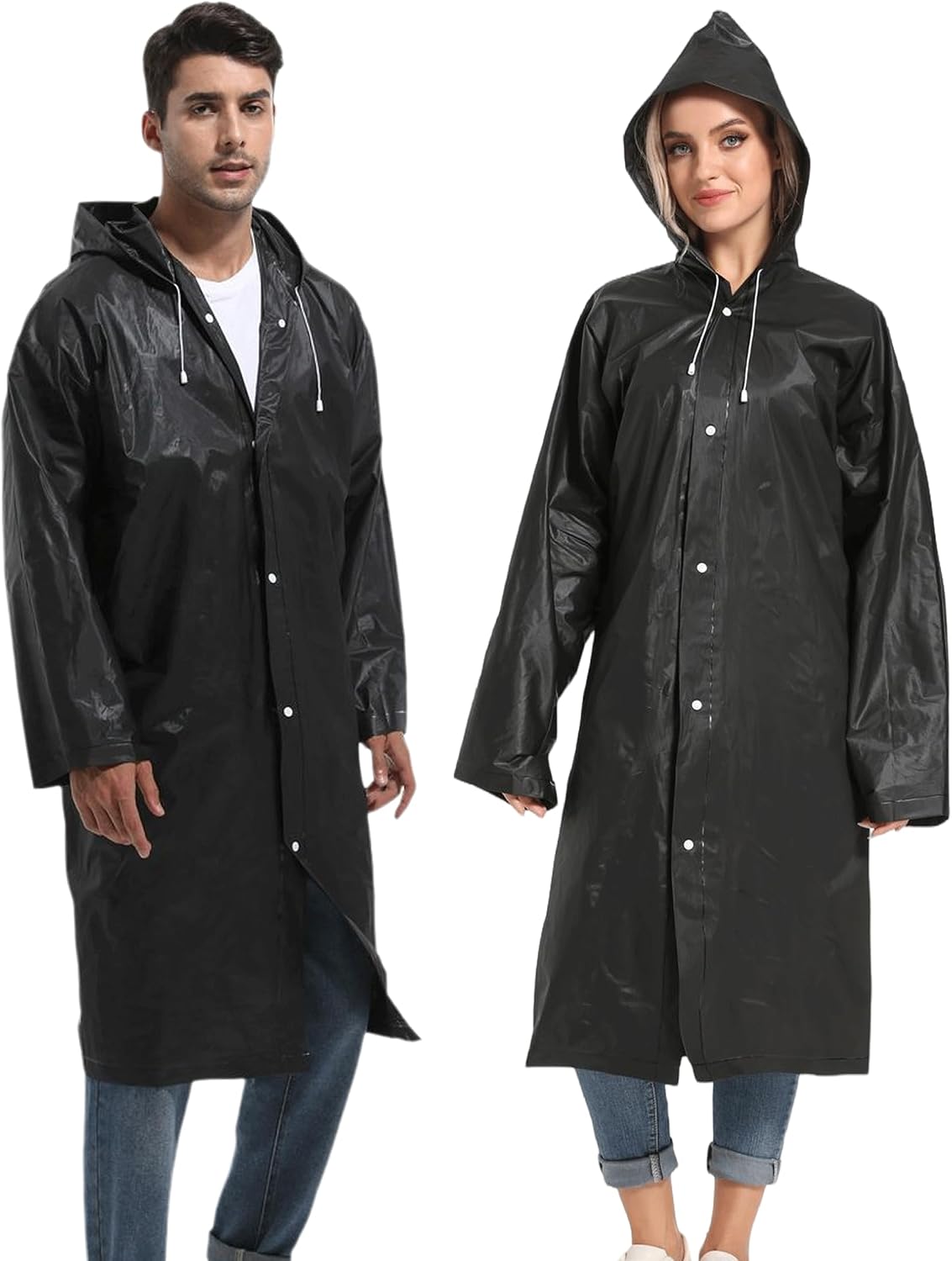 2PCS Borogo Rain Coats for Adults - Reusable Rain Jackets for Men & Women