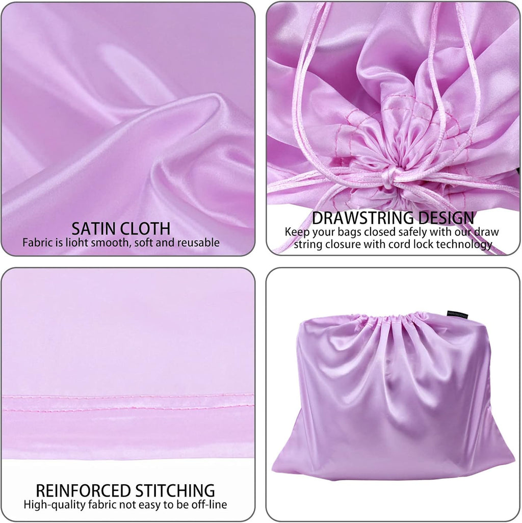 GONGKANGYUAN 12 Pcs Dust Bags for Purses and Handbags Satin Purse Storage Organizer With Drawstring Closure Handbag Protector (Violets)
