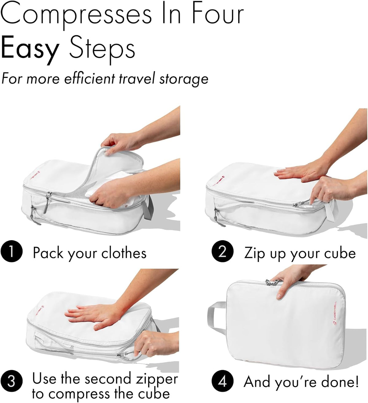 (Not Made In China) Packing Cubes For Travel Compression, Expandable Luggage Organizers for Suitcases, Space Saving Bags for Carry On, Large Travel Organizers, 4 Piece Set