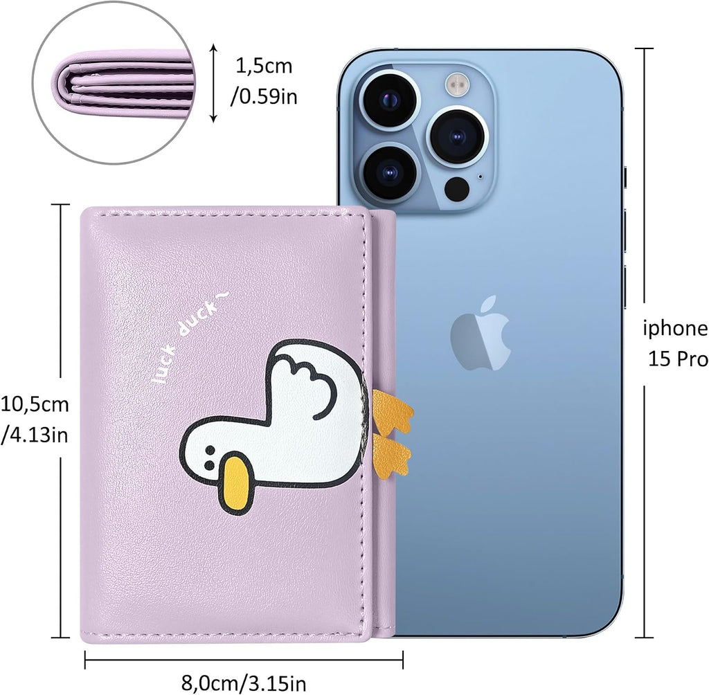 Cute Small Women Wallet with RFID Blocking,Suitable Kid Girls Ladies (Duck Purple)