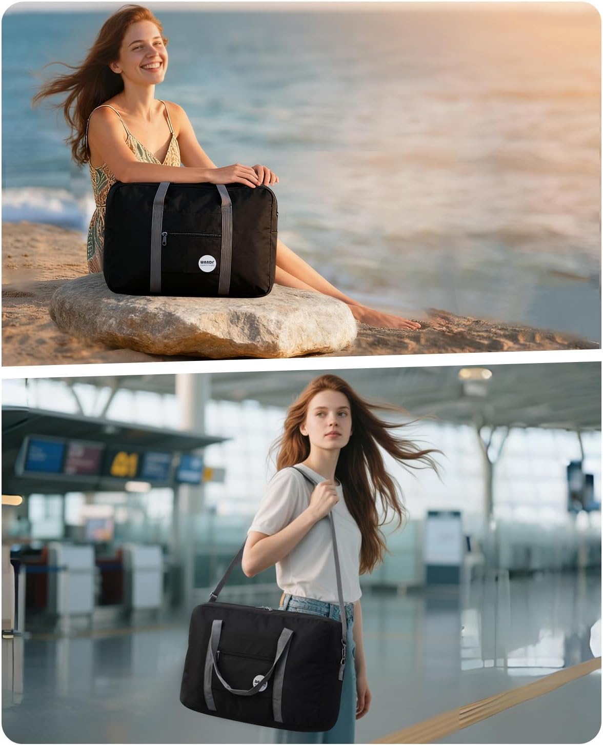 WANDF Personal Item Travel Bag, Carry On Duffle Bag Women