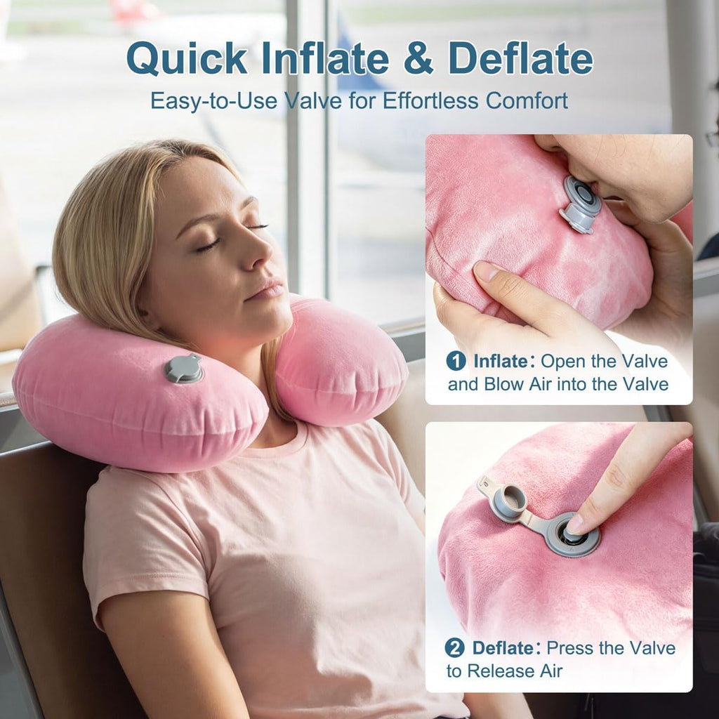 KAWAHOME Travel Blanket Airplane Compact Set with Neck Pillow, Eye Mask