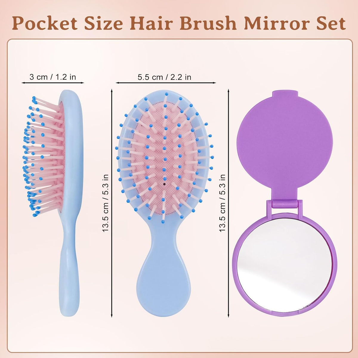 Hair Brush Bulk, 5-Color Mini Brush Bulk (10-PACK)