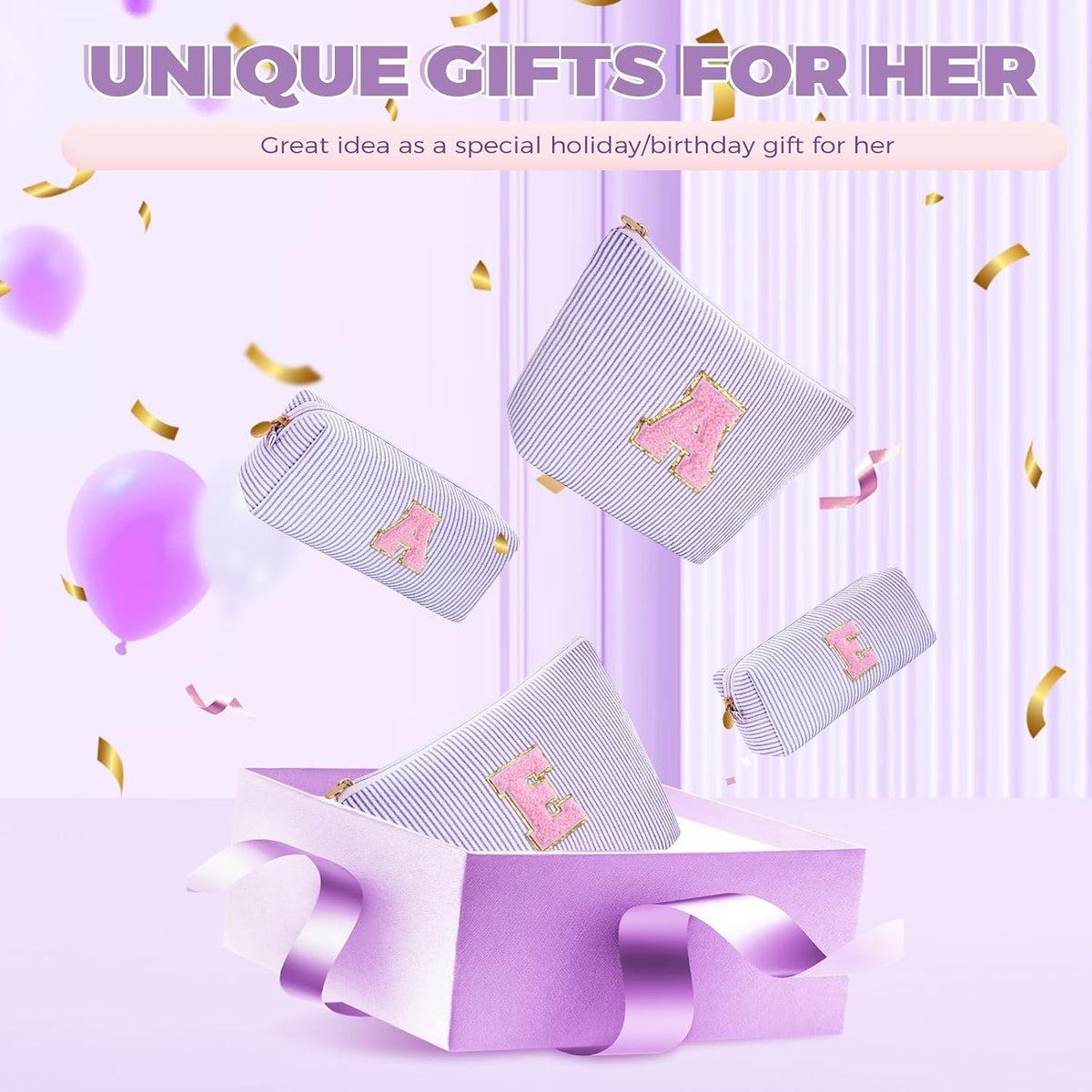 Gifts for Teen Girls Women - Birthday Gifts for 10 11 12 13 14 15 16 17 18 Years Old Girl,Makeup Bag Cosmetic Bag,Teacher Gift Trendy Stuff Toiletry Bag - Lavender,B