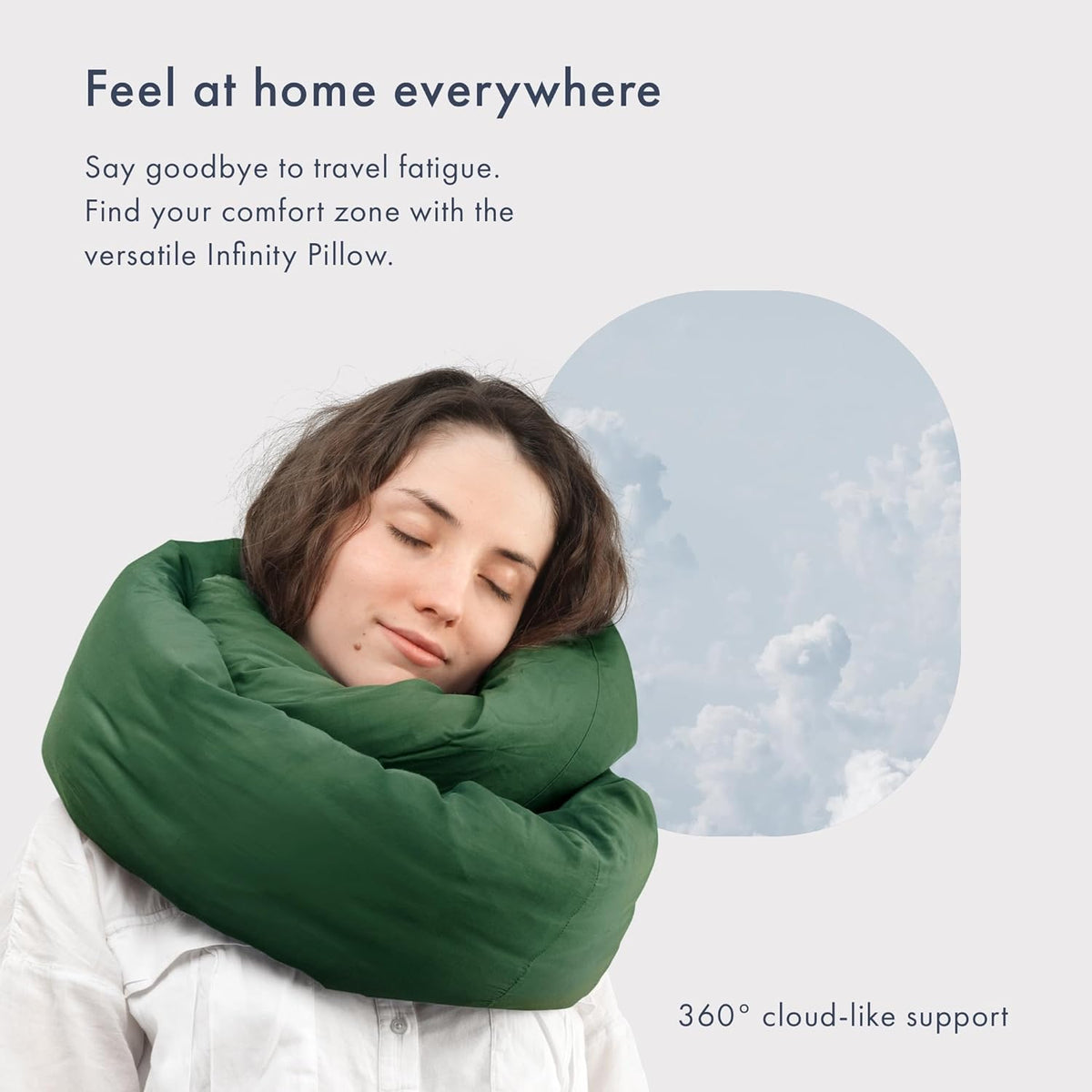 Huzi Infinity Pillow - Travel Neck Pillow - Versatile Soft 360 Support Scarf - Machine Washable - Home Travel Flight Road Trips Airplane Sleeping (Pine Green)