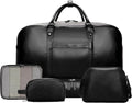 4‑PCS Leather Duffle Bag for Travel, Weekender Overnight Gym Bag Men Women