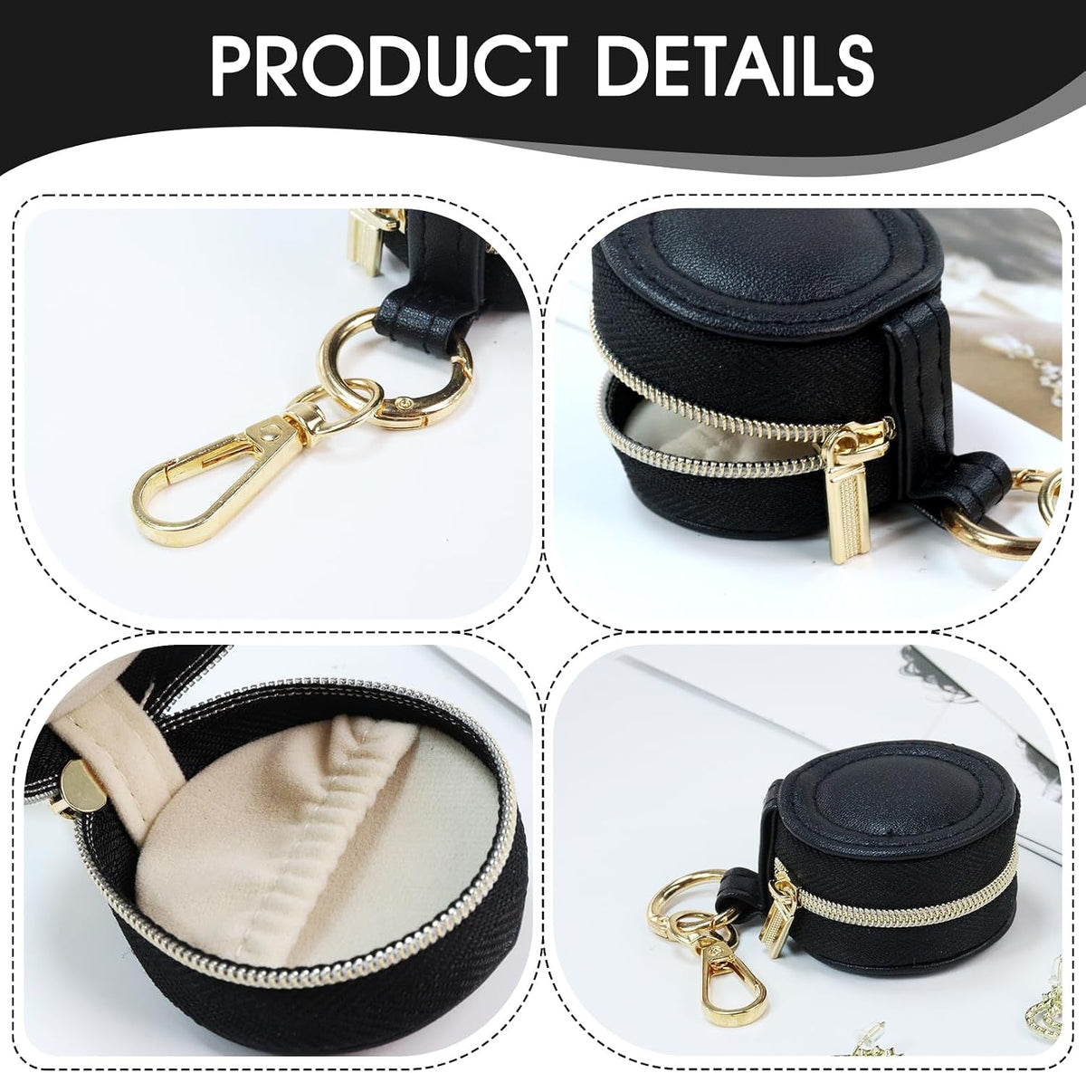 Portable Ring Keychain Holder - Black Jewelry Holder