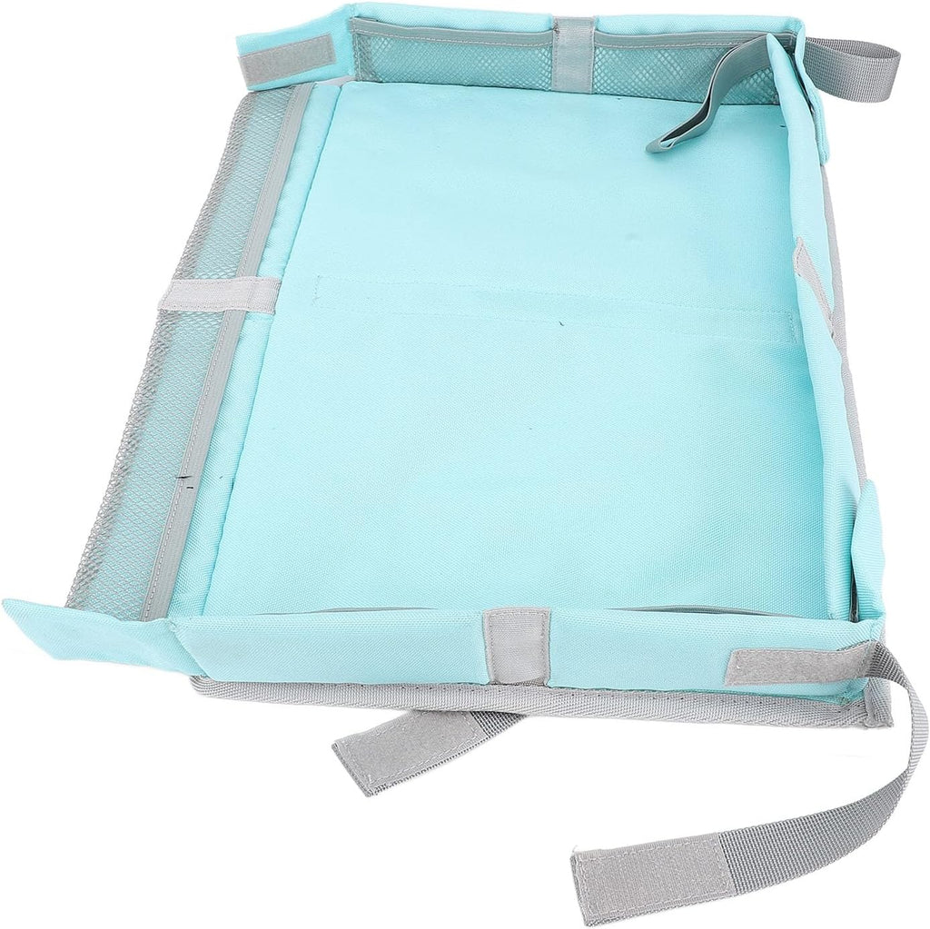RiToEasysports Foldable Travel Tray Cover, Multifunctional Airplane Table Organizer with Toy Storage Bag for Kids Adults Planes Trains (Green)