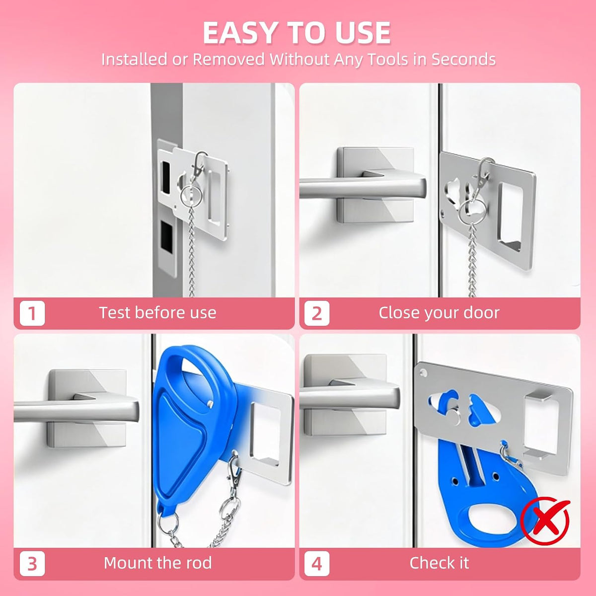 Portable Door Lock for Travel Security Hotel Room Safety Device