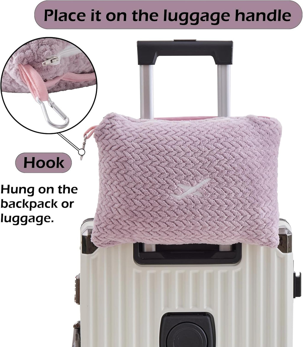 NEWCOSPLAY Travel Blanket with Storage Bag for Airplane Travel, Purple