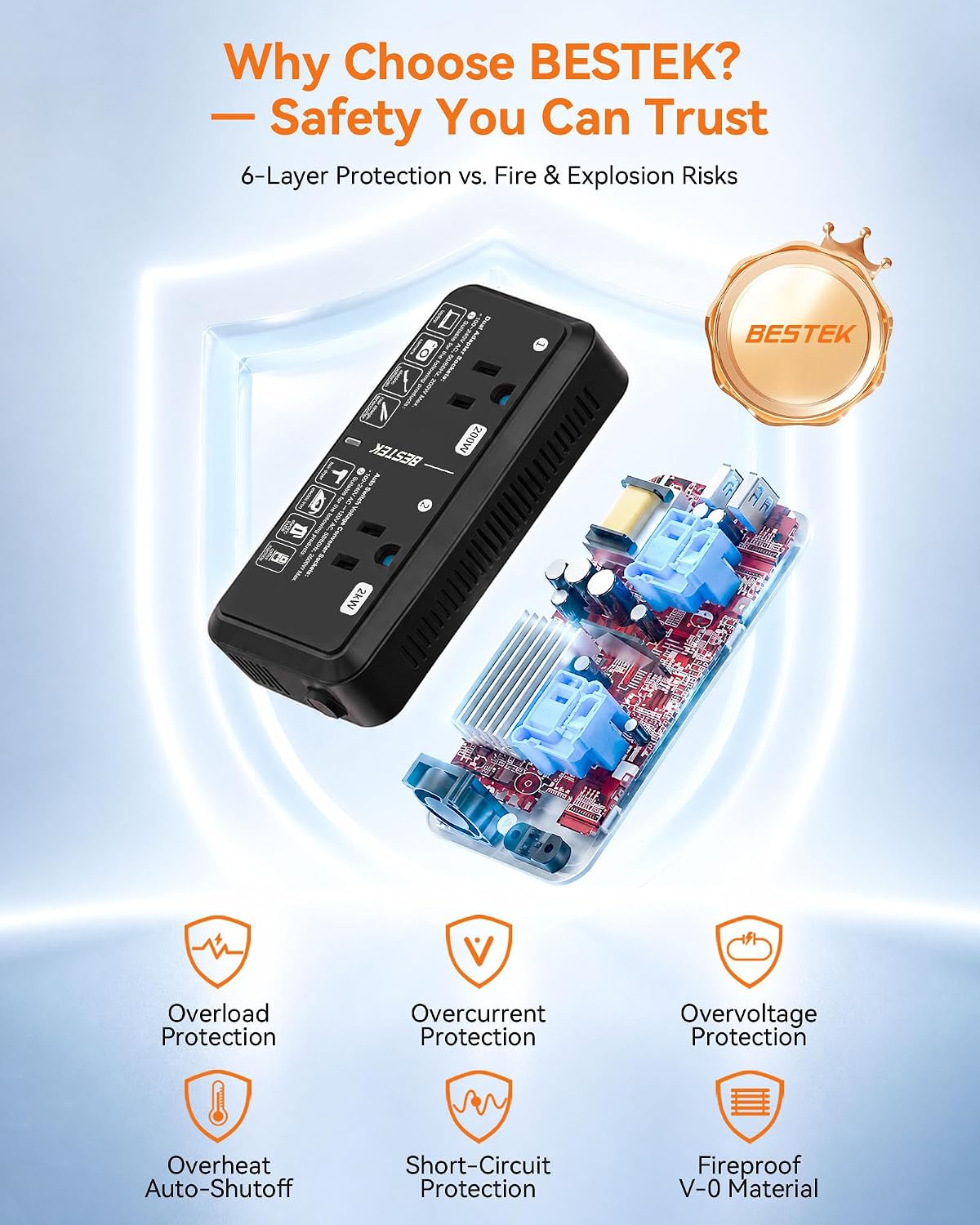 European Travel Plug Adapter 220V to 110V Voltage Converter US to Europe 2000W Travel Voltage Converter with 2 USB Ports for Hair Dryer/Curling Iron/Phone Travel Adapter for Europe Countries