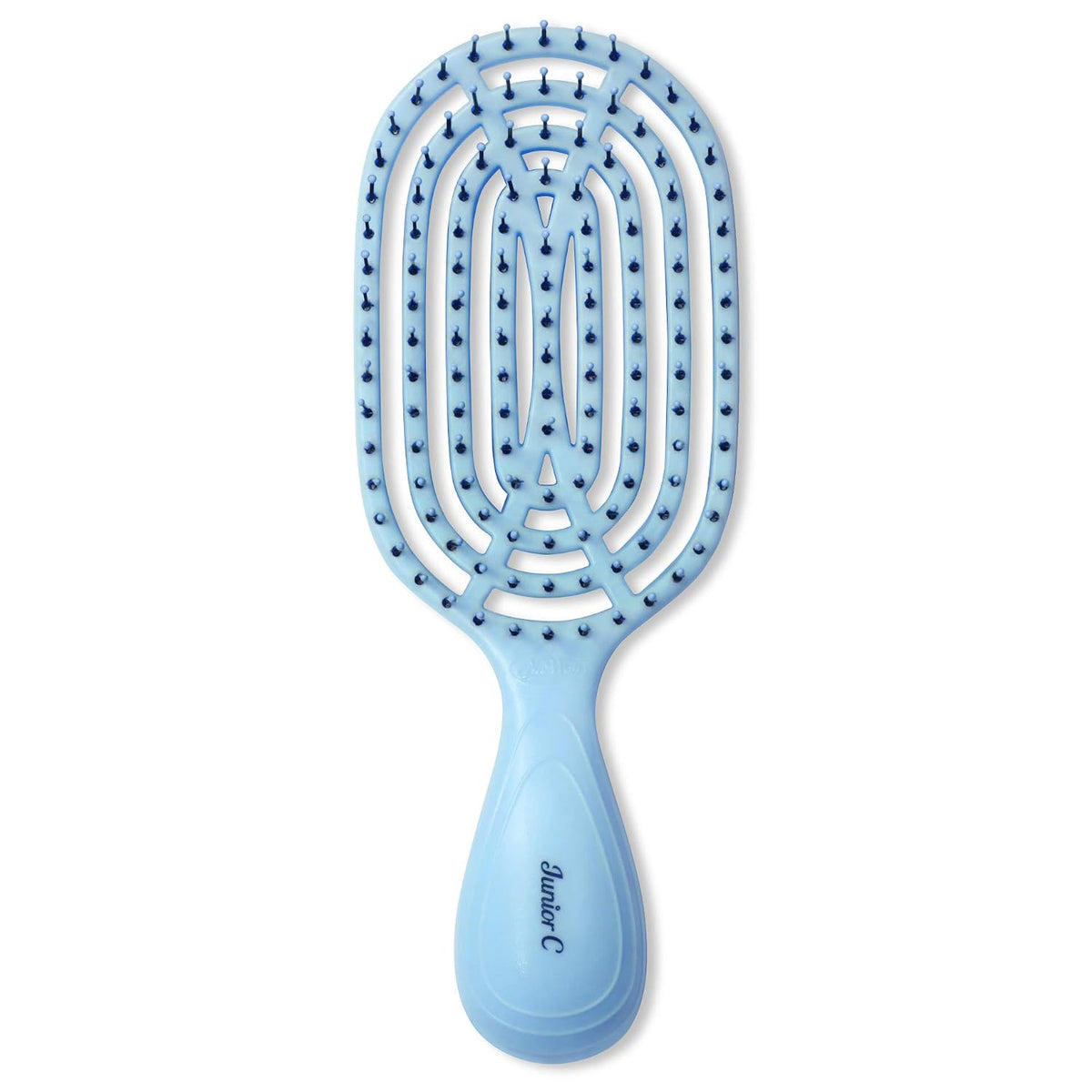 NuWay 4Hair® Junior C® Compact Scalp Care Hair Brush – Curved Vented Brush for Gentle Scalp Massage, Quick Drying, Wet & Dry Hair (Candy Blue)