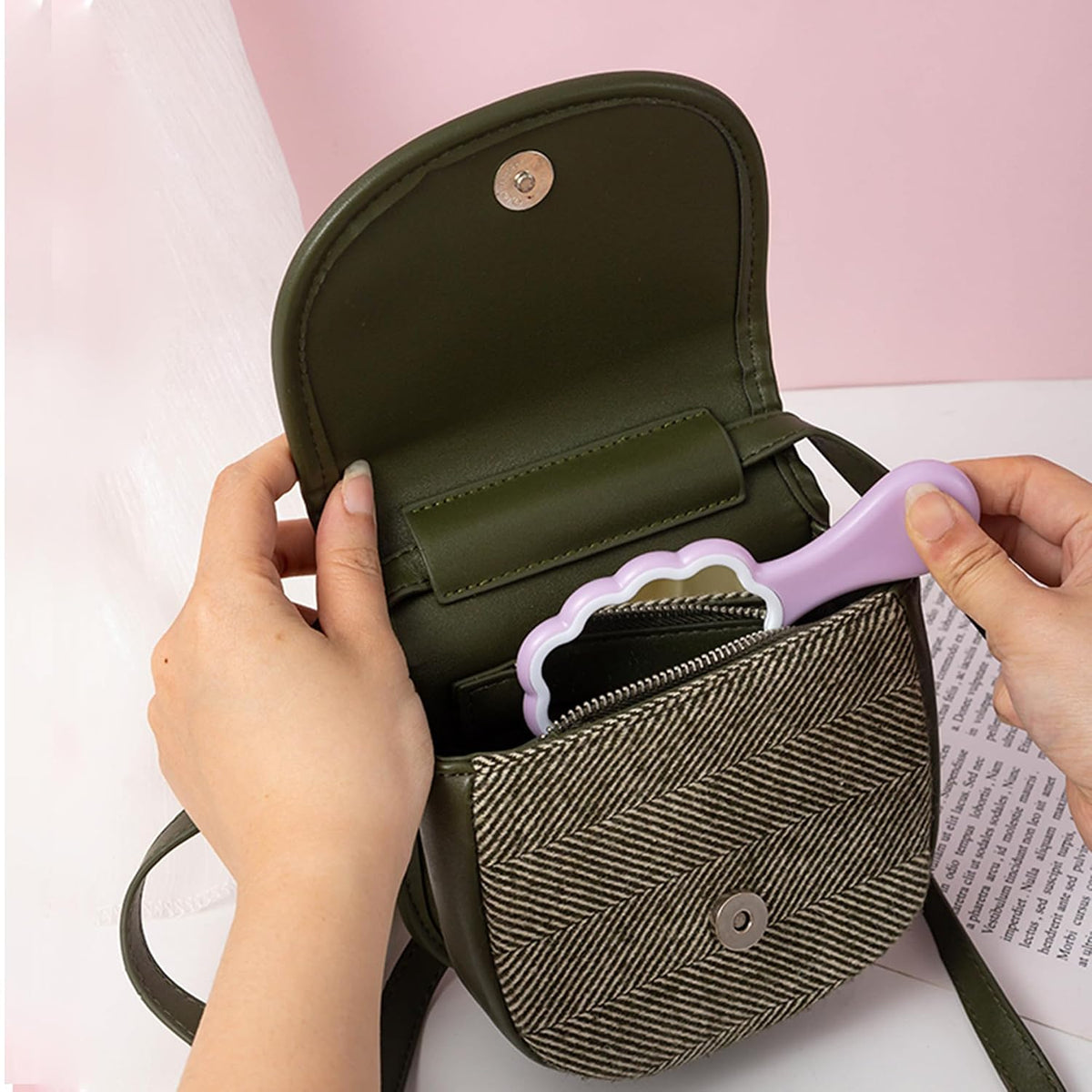 4 Pieces Mini Wet Hair Brush Hair Comb Set For Women Girls Kids Gift Small Cute Cloud shaped Hair Comb Hair Brush Handheld Mirror Set Travel Detangling Comb Massage HairBrush with Air Cushion (Purple)