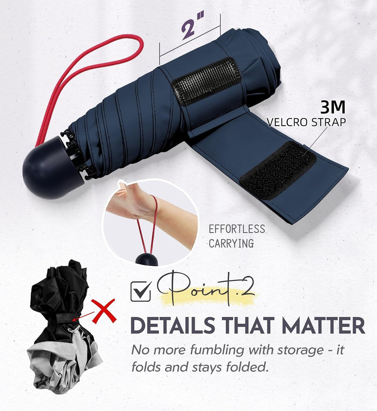 Umbrella Travel Size Mini Compact for Rain, UPF 100+ UV Protection