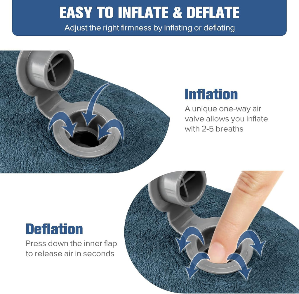 Rewondah Inflatable Travel Pillow for Sleeping Airplane - Inflatable Neck Pillow for Traveling on Plane with Washable Cover, Blow up Neck Travel Pillow for Airplanes, Cars - Portable and Comfortable
