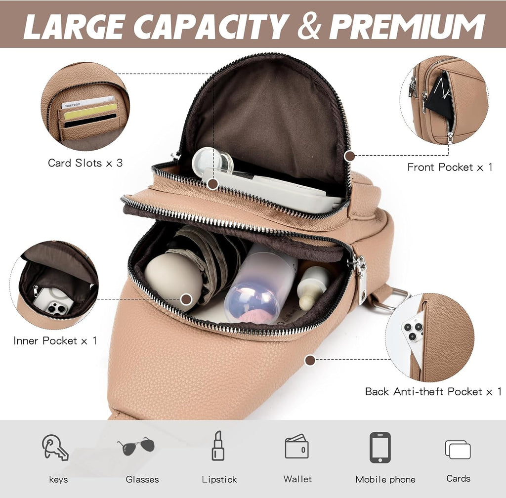 MYHOZEE Crossbody Bags for Women Sling Bag Faux Leather Mini Backpack Purse