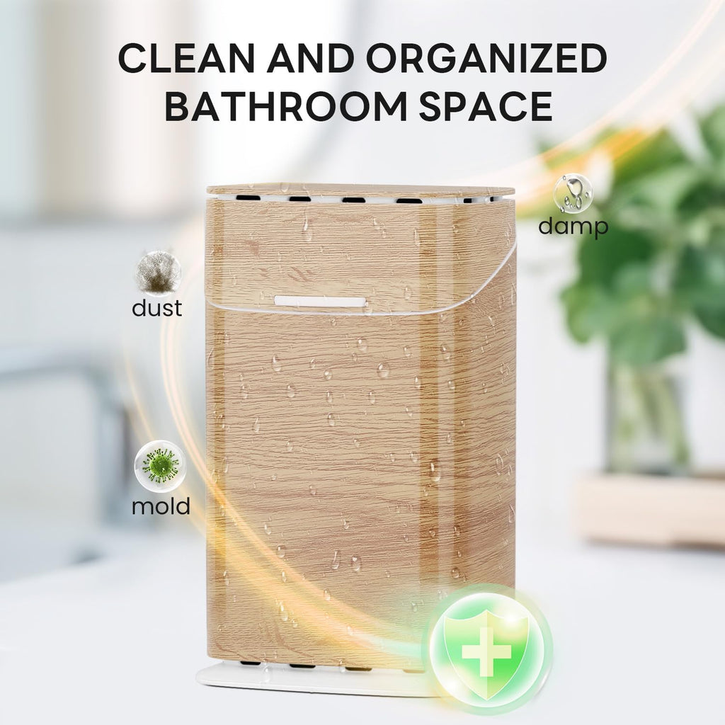 GFWARE Wood Bathroom Toothbrush Holder with Cover, Ventilated & Drainage