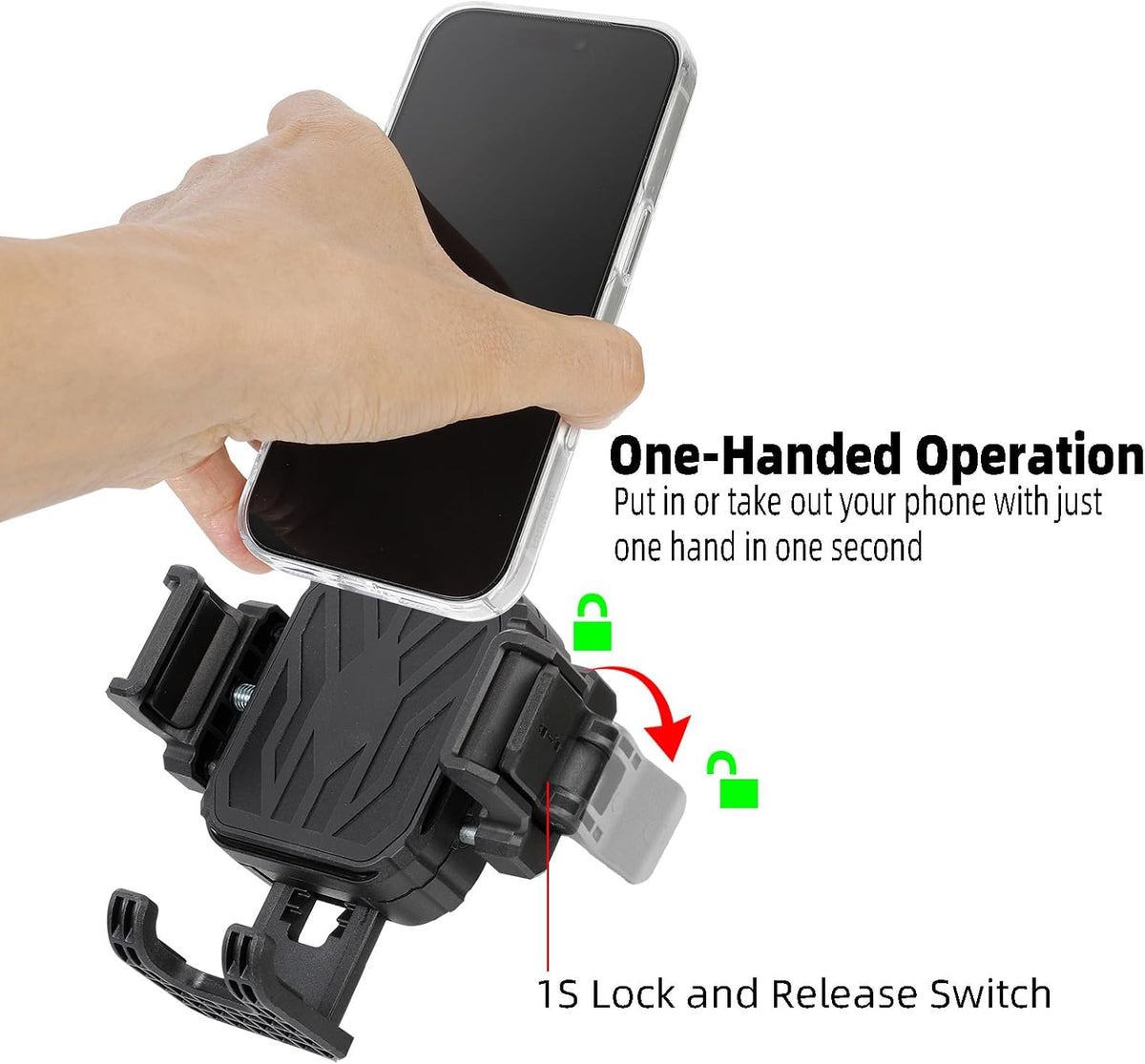 1" Ball Phone Mount Holder with Vibration Dampener ＆ 2.36" Short Double Socket Arm, Compatible with RAM B Size Mounts, Fits 5-7.2'' Phones, for Motorcycle Bike Boat ATV UTV Car Truck
