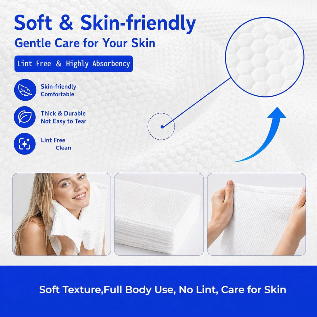 Extra Large Highly Absorbent Disposable Bath Towels for Travel – 10 Pack