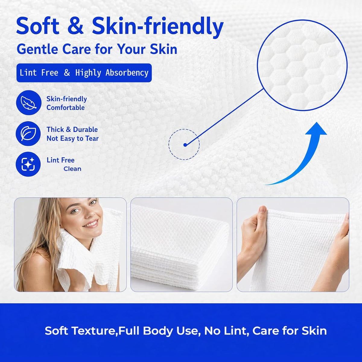 Extra Large Highly Absorbent Disposable Bath Towels for Travel – 10 Pack