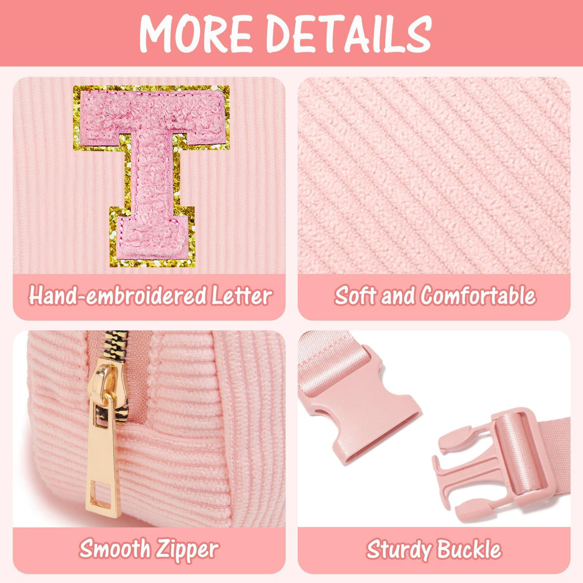 Gitus Birthday Gifts for 6 7 8 9 10 11 12 Year Old Girls Thanksgiving Gifts for Teen Girls Daughter Sister Friends Initial Fanny Pack Crossbody Bag Belt Bag Trendy Stuff Teen Girl Gifts (Light Pink-T)