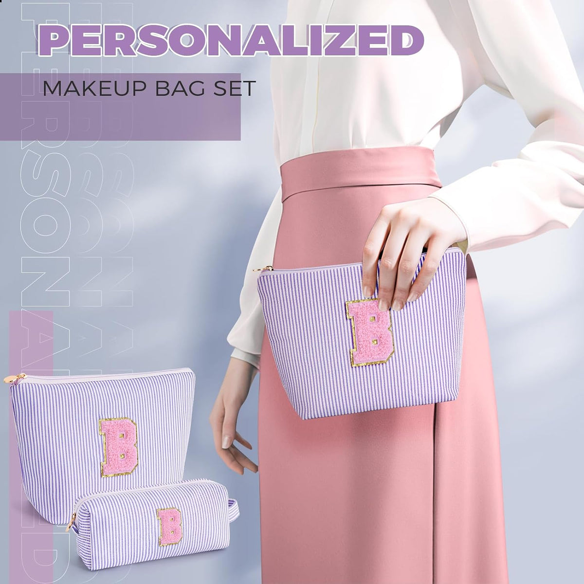 Gifts for Teen Girls Women - Birthday Gifts for 10 11 12 13 14 15 16 17 18 Years Old Girl,Makeup Bag Cosmetic Bag,Teacher Gift Trendy Stuff Toiletry Bag - Lavender,B