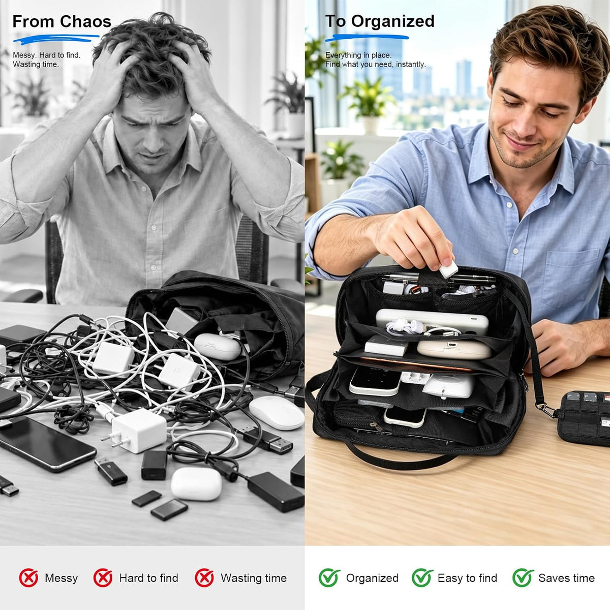 Electronics Organizer Travel Case, Cable Organizer Bags & Cases