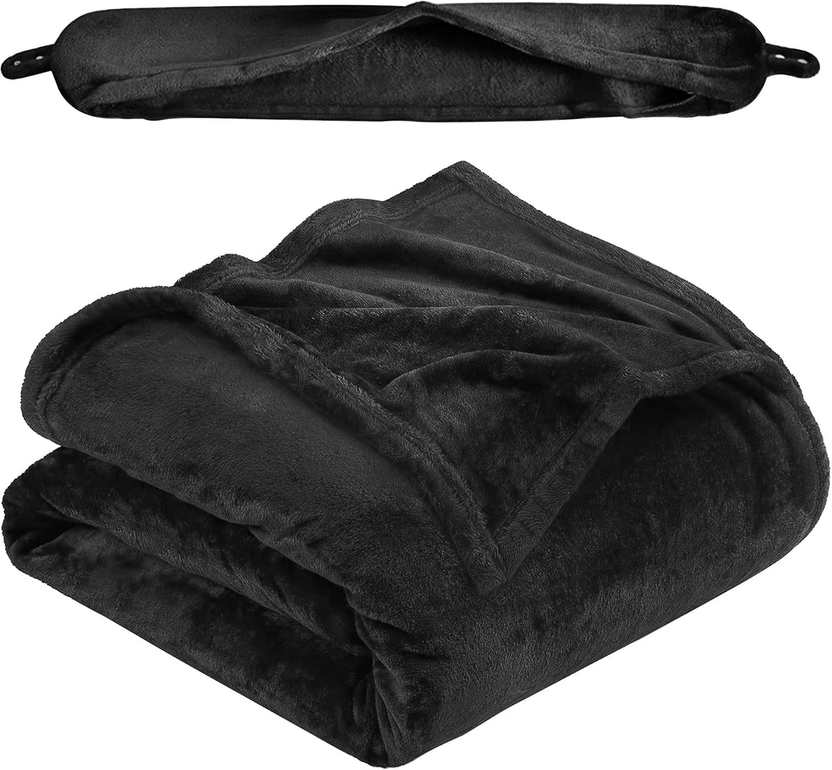2 in 1 Neck Pillow with Blanket, Soft Flannel Multi-Functional Travel Combo, Portable Warm Neck Pillow Set for Airplane, Car and Camping Travel,Black