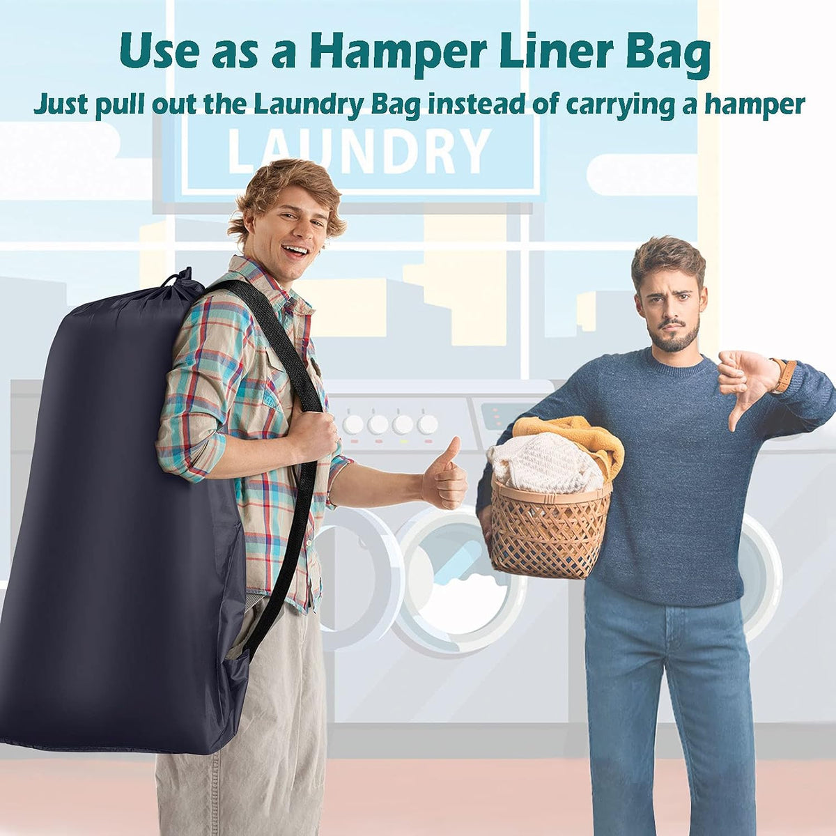 Coomee Heavy Duty Laundry Bag, 2 Pack XL Nylon Laundry Bags with Straps