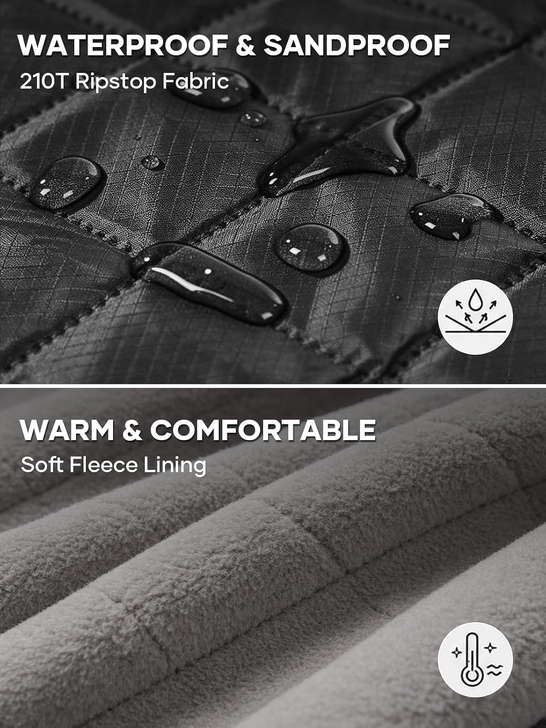 Waterproof Camping Blankets, Reversible Picnic Blanket 79x57 in