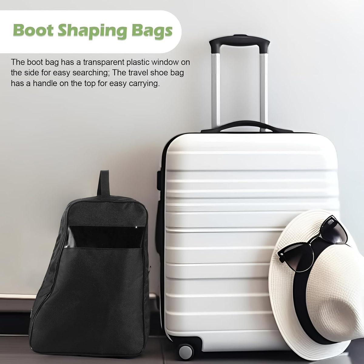Aliceset 4 Pcs Boot Bags for Cowboy Boots Travel Boot Storage Bag Black