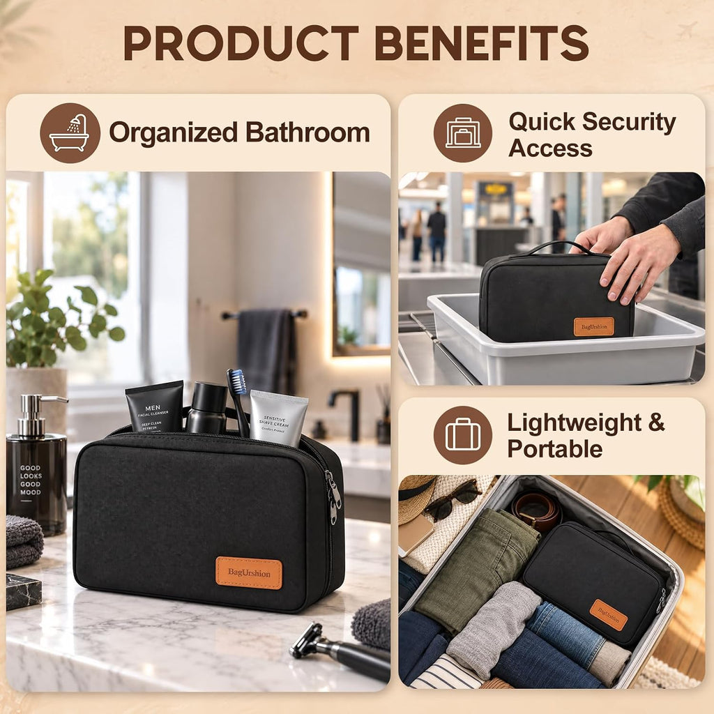 Birthday Gift for Men Dad Husband,Large Toiletry Bag for Men - Black Lining
