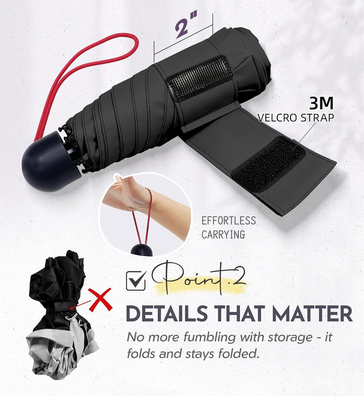Umbrella Travel Size Mini Compact for Rain, UPF 100+ UV Protection