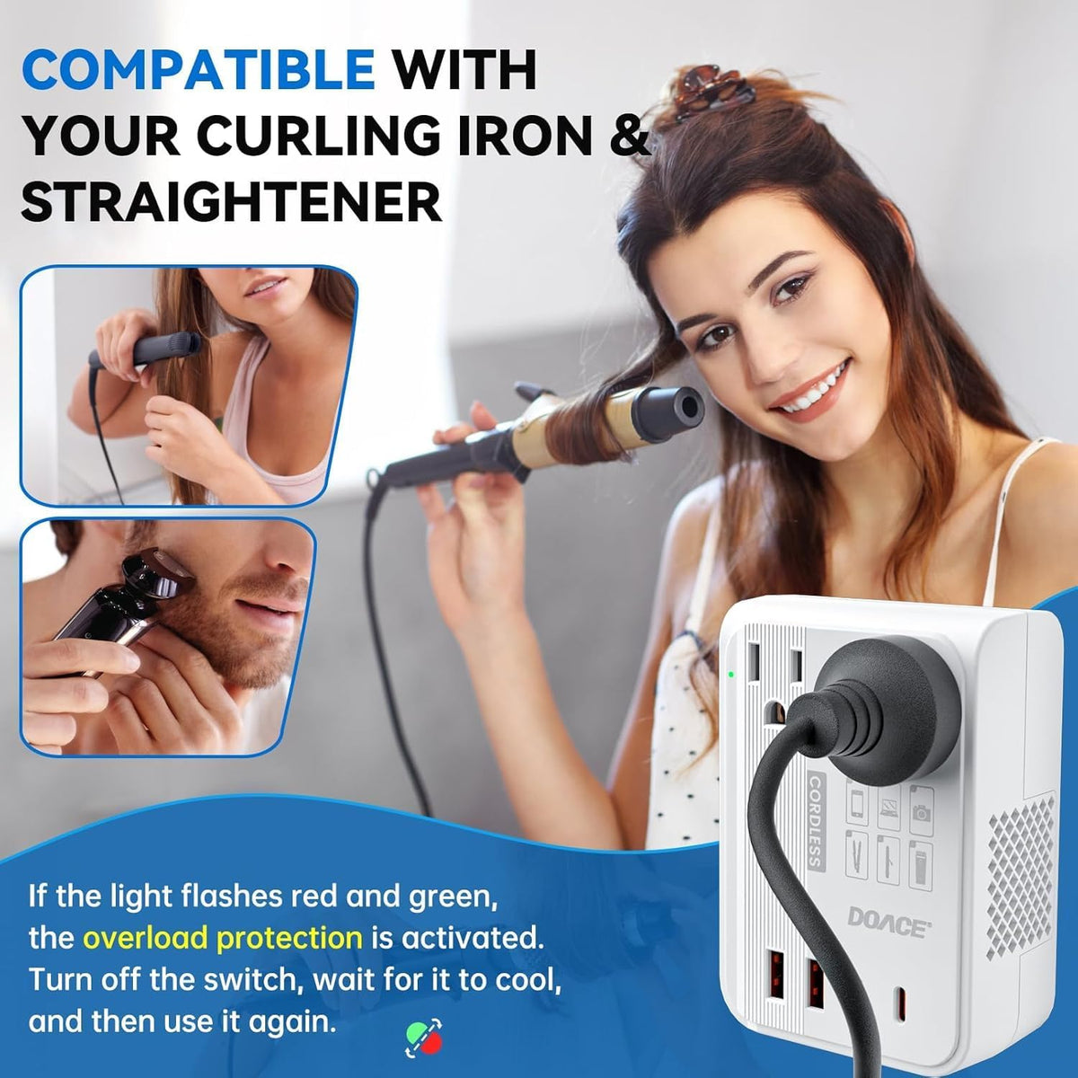 DOACE 350W Voltage Converter US to Europe 220V to 110V Converter