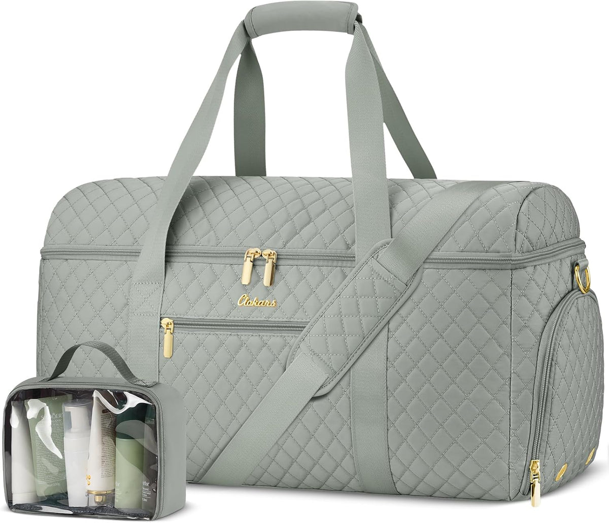Weekender Bags for Women, Wide Open Large Travel Duffle Bag with Shoe Compartment, Overnight Hospital Bag For Women Labor Delivery, Carry on Bag Personal Item Travel Bag with Wet Pocket (Dark Green)