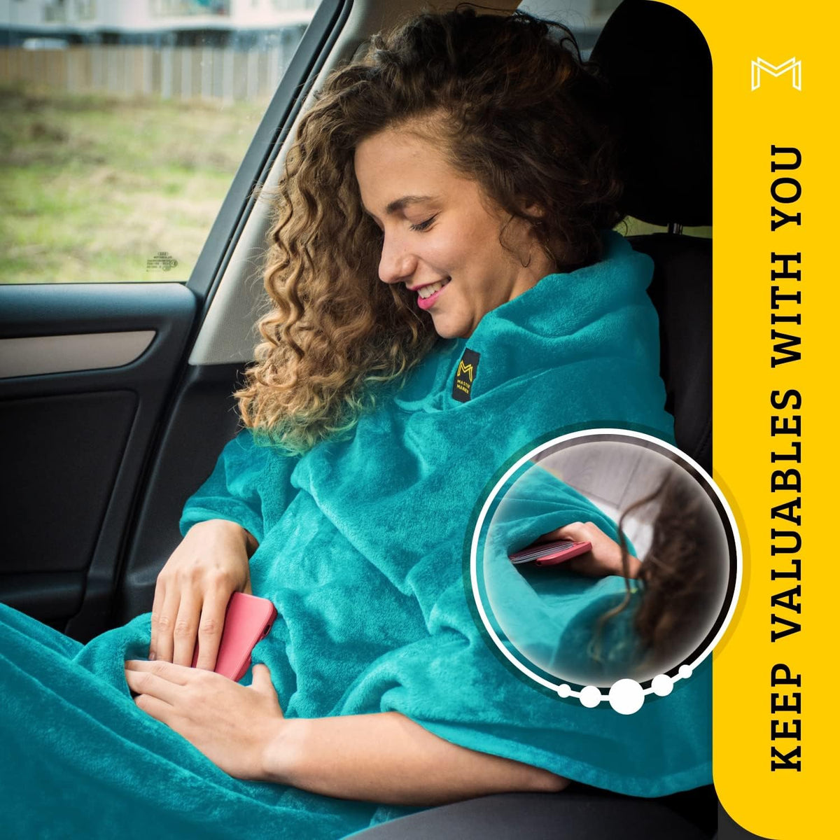 Travel Blanket Airplane Compact with Hoodie, Folds into a Travel Pillow